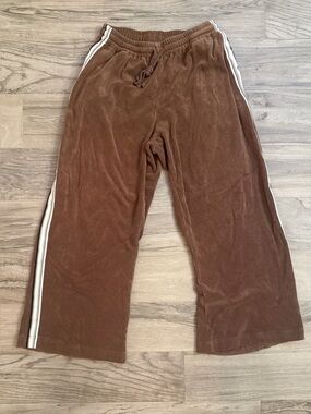 Liido Chocolate Wide-Leg Track Pants with Side Stripes Size S